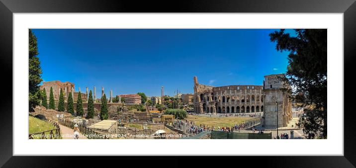 Panoramic View: Colosseum and Arch of Constantine from Palatine Hill Framed Mounted Print by William AttardMcCarthy