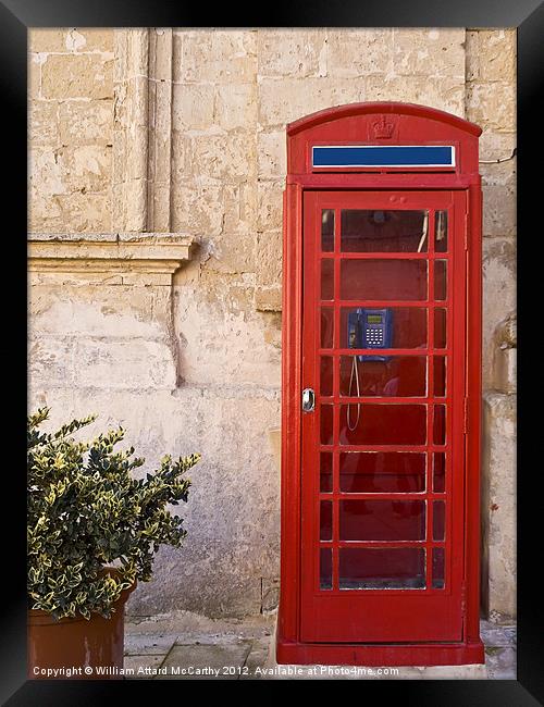 Vintage Phone Booth Framed Print by William AttardMcCarthy