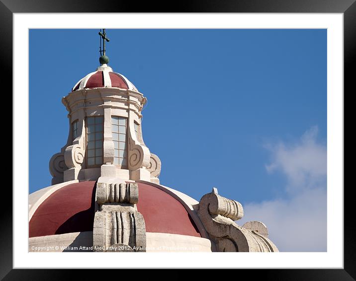 Mdina Cathedral Dome Detail Framed Mounted Print by William AttardMcCarthy