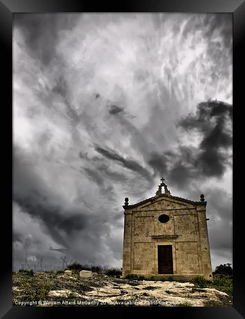 Chapel and Clouds Framed Print by William AttardMcCarthy