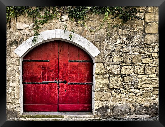 Medieval Red Door Framed Print by William AttardMcCarthy