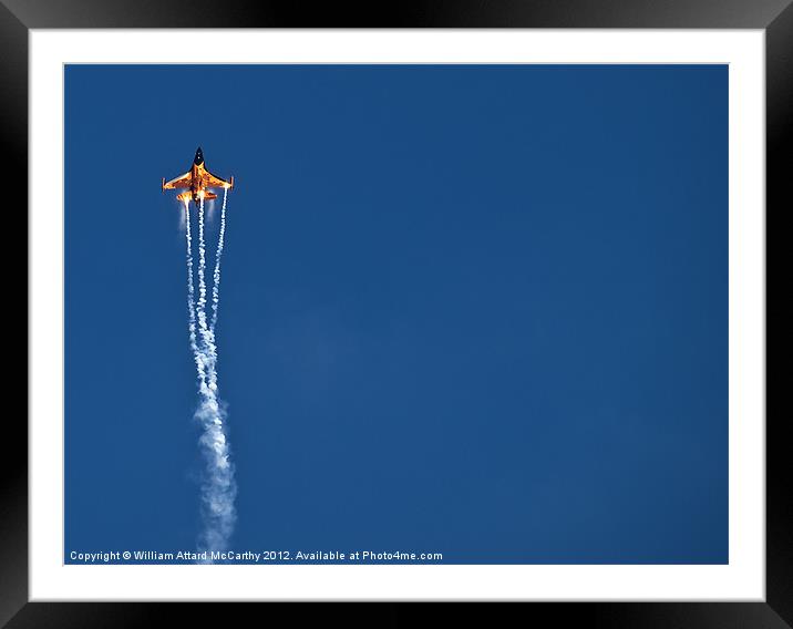 RNLAF  F-16 Fighting Falcon and Flares Framed Mounted Print by William AttardMcCarthy