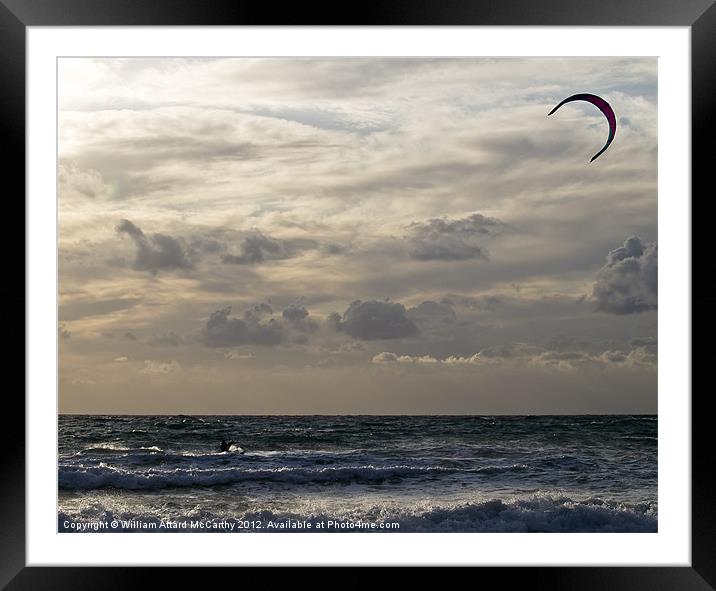 Kite Surfing Framed Mounted Print by William AttardMcCarthy