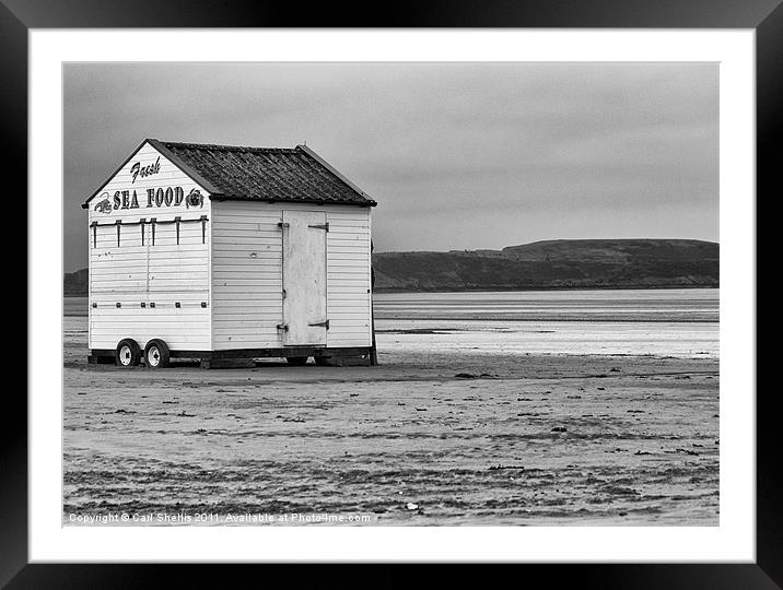 Beach hut Framed Mounted Print by Carl Shellis