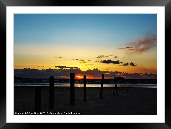 Sunset beach Framed Mounted Print by Carl Shellis