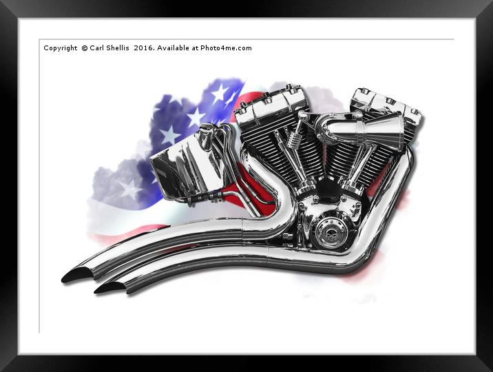 Harley v twin motor Framed Mounted Print by Carl Shellis