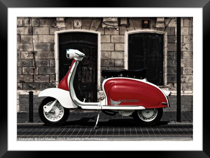 Motor Scooter Framed Mounted Print by Carl Shellis