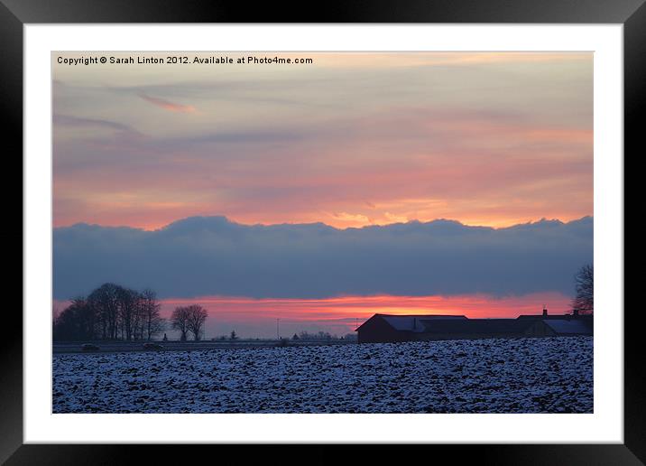 Snowy Sunset Framed Mounted Print by Sarah Osterman