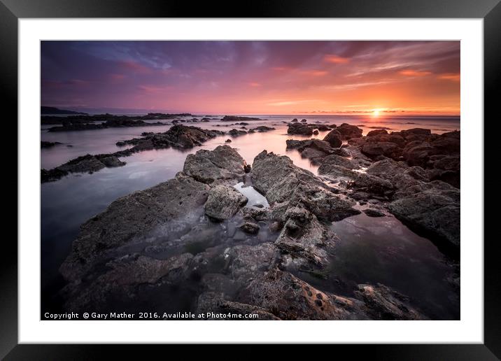 Sunset on Widemouth Bay Framed Mounted Print by Gary Mather