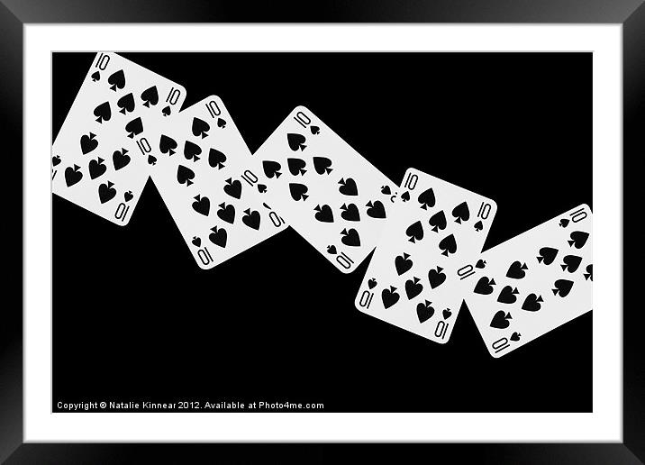Playing Cards, Ten of Spades on Black Background Framed Mounted Print by Natalie Kinnear
