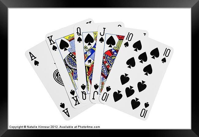 Playing Cards, Royal Flush on White Background Framed Print by Natalie Kinnear