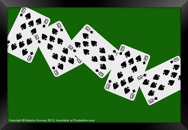 Playing Cards, Ten of Spades on Green Background Framed Print by Natalie Kinnear