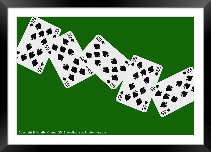 Playing Cards, Ten of Spades on Green Background Framed Mounted Print by Natalie Kinnear