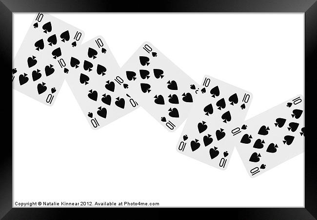 Playing Cards, Ten of Spades on White Background Framed Print by Natalie Kinnear