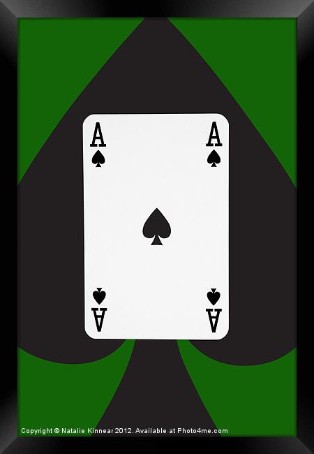 Ace of Spades on Green Framed Print by Natalie Kinnear