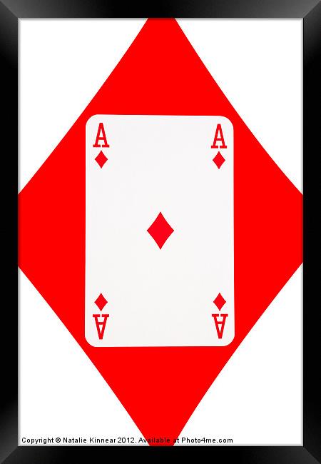 Playing Cards, Ace of Diamonds on White Framed Print by Natalie Kinnear