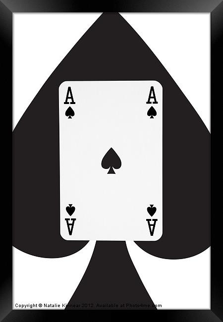 Playing Cards, Ace of Spades on White Framed Print by Natalie Kinnear
