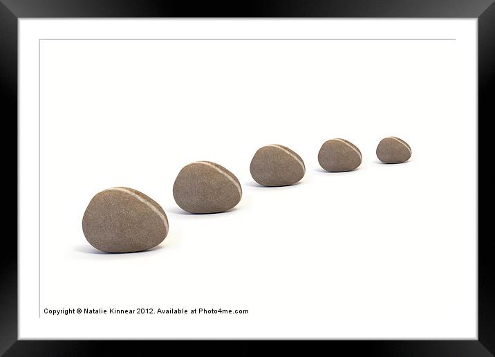 Five Calm Smooth Pebbles Framed Mounted Print by Natalie Kinnear