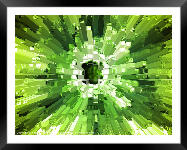 Extrusion Abstract Lime Green Framed Mounted Print by Natalie Kinnear