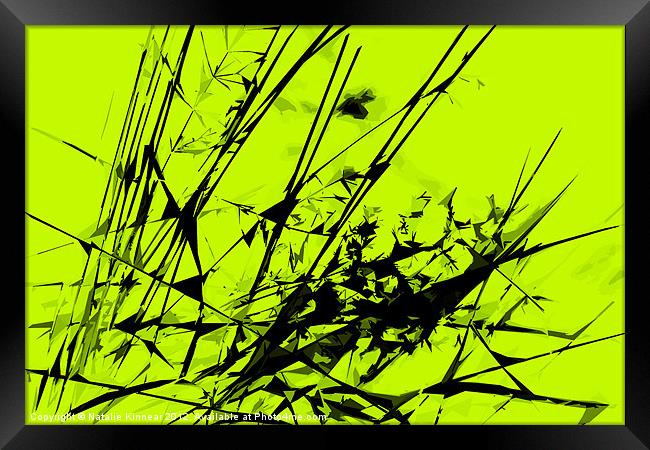 Strike Out Lime Green and Black Abstract Framed Print by Natalie Kinnear