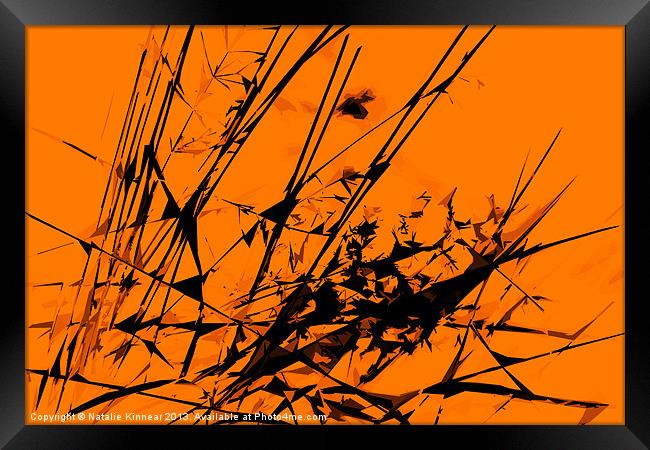 Strike Out Orange and Black Abstract Framed Print by Natalie Kinnear