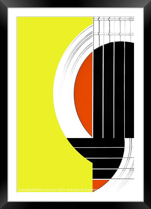 Geometric Guitar Abstract in Yellow and Orange Framed Mounted Print by Natalie Kinnear