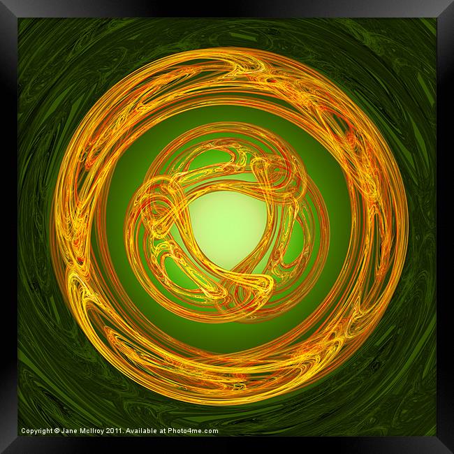 Celtic Abstract on Green Framed Print by Jane McIlroy
