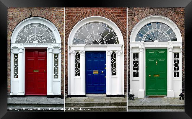 Georgian Doors Triptych, Dublin, Ireland Framed Print by Jane McIlroy