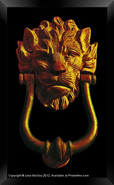 Lion Head Antique Door Knocker Framed Print by Jane McIlroy
