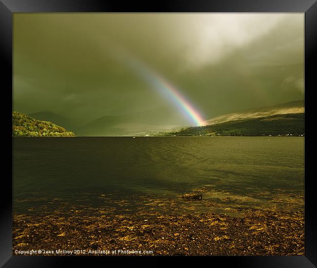 Rainbow on Loch Fyne, Scotland Framed Print by Jane McIlroy