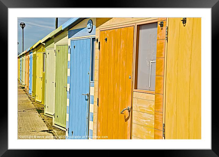 Colourful beach huts at Seaford Framed Mounted Print by steve akerman