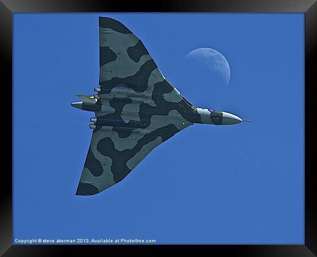Vulcan bomber over Hastings Framed Print by steve akerman