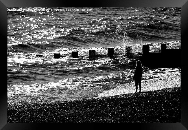  Beach at dusk Framed Print by steve akerman