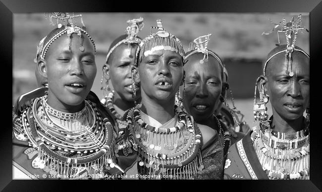 People of the Masai Mara. Framed Print by steve akerman