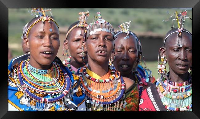  The people of the Masai Mara                      Framed Print by steve akerman