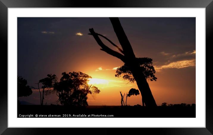    Masai Mara sunset.                              Framed Mounted Print by steve akerman