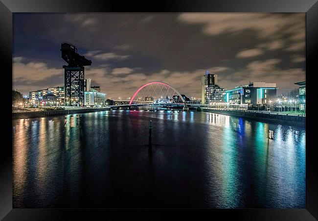 Glasgow Clyde At Night Framed Print by Patrick MacRitchie