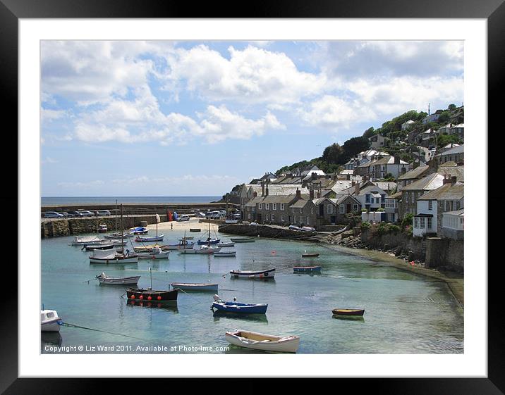 Mousehole Boat Harbour Framed Mounted Print by Liz Ward