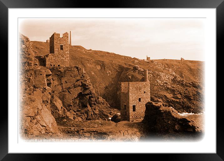 Old Tin Mines of Cornwall Framed Mounted Print by Liz Ward