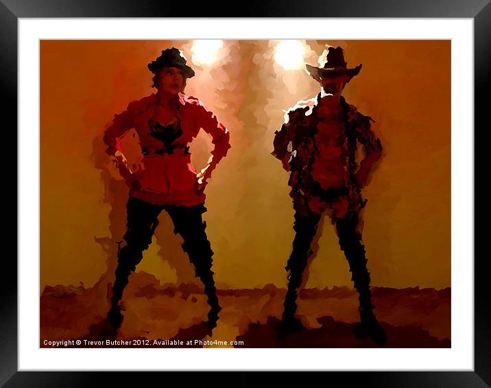 Citygirl and Cowboy Framed Mounted Print by Trevor Butcher