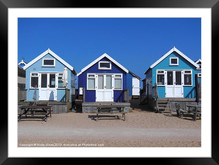 Beach huts Framed Mounted Print by Nicky Vines