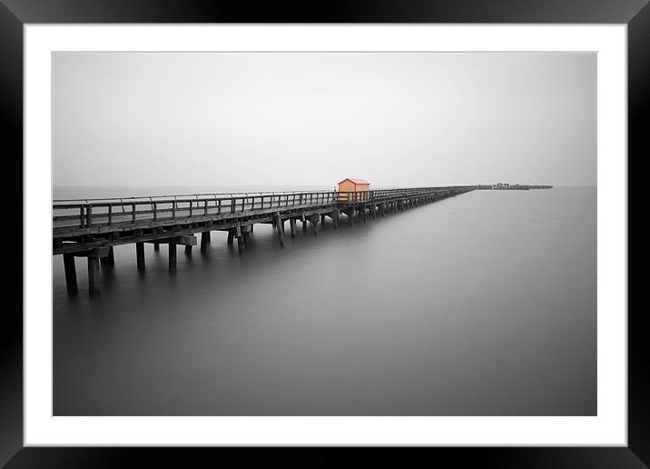 Pier with coloured shed Framed Mounted Print by Mark Harrop