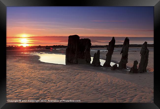 Ardrossan Wreck Beach Sunset Framed Print by Paul Messenger