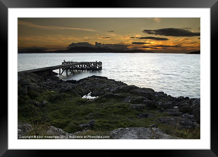 Portencross Jetty  Sunset Framed Mounted Print by Paul Messenger