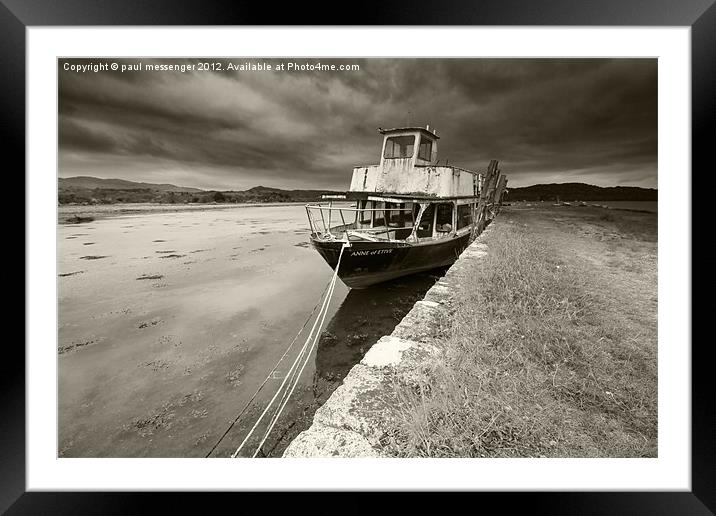 Loch Etive Old Boat B&W Framed Mounted Print by Paul Messenger