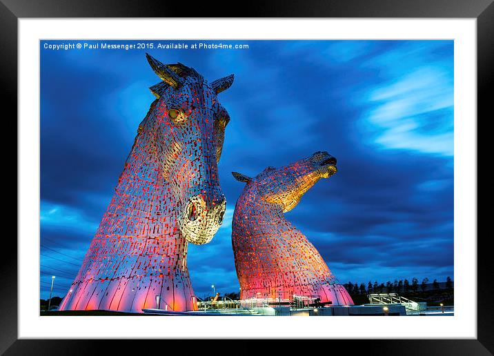  The Kelpies at Dusk Framed Mounted Print by Paul Messenger