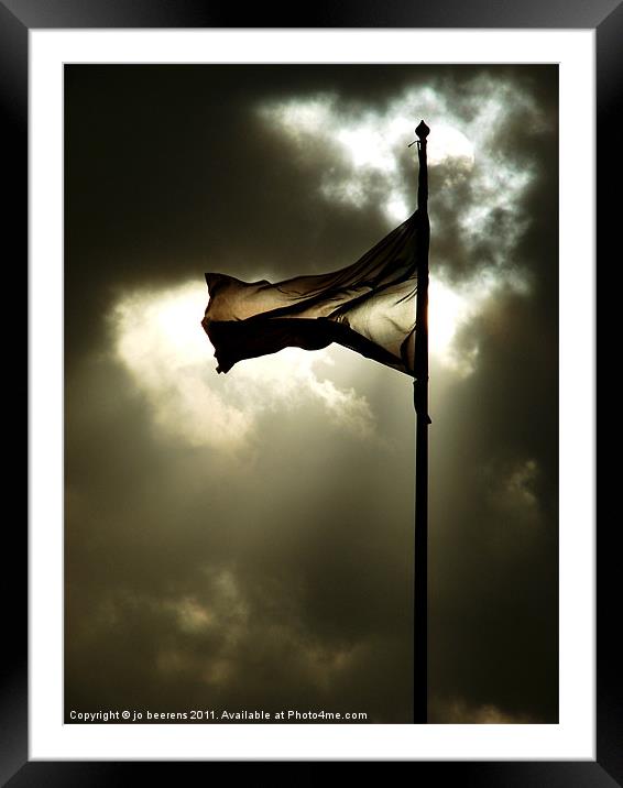 storm flag Framed Mounted Print by Jo Beerens