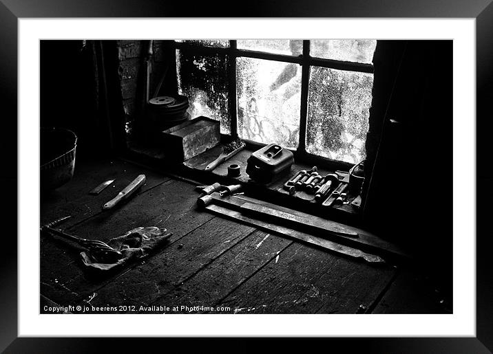 the blacksmith's workbench Framed Mounted Print by Jo Beerens