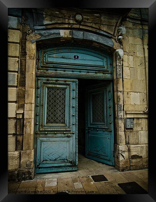 the blue entrance Framed Print by Jo Beerens