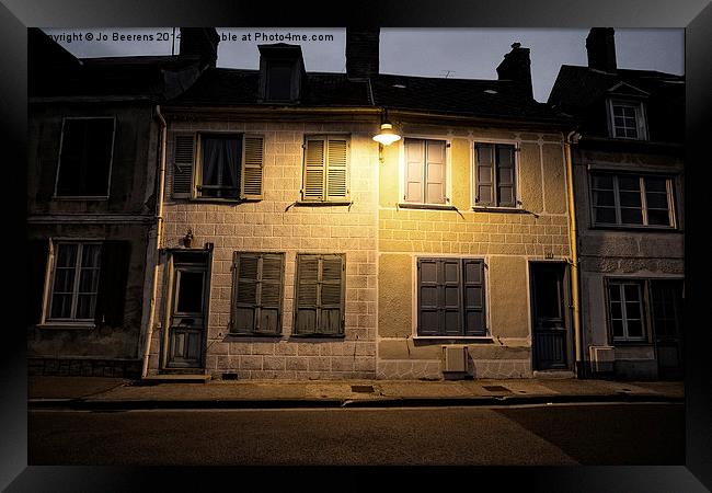 french houses at night Framed Print by Jo Beerens